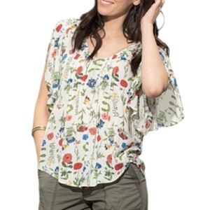 Anthropologie Maeve Fluttered Floral Top
